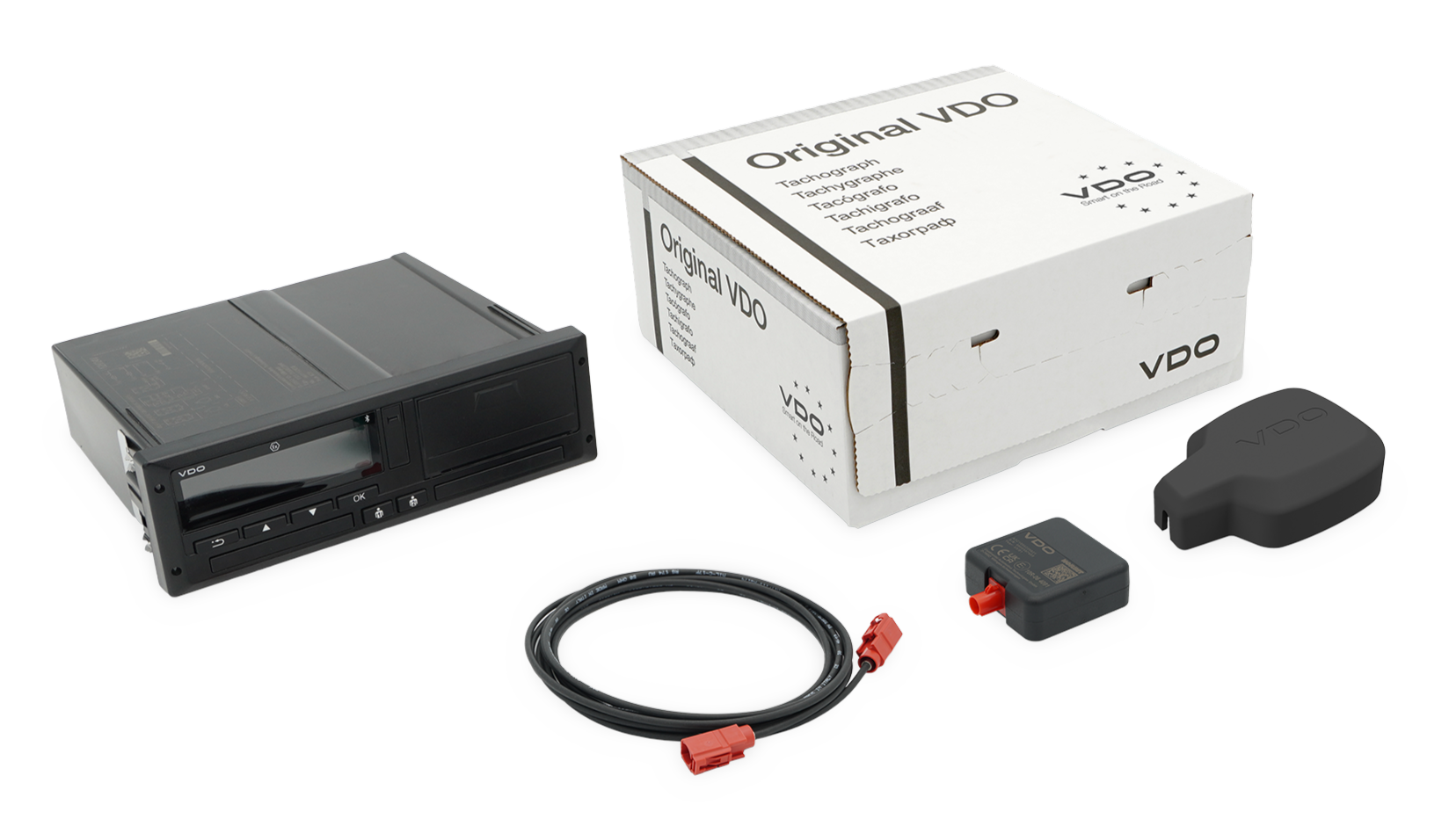 EU mobility package retrofit kit from VDO consisting of DTCO 4.1 and accessories